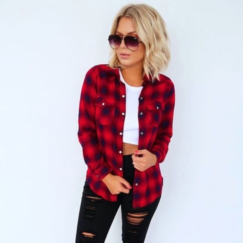 Flannel Button Top